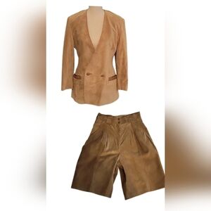 (E) Danier Vintage Genuine Leather Suede 2 piece jacket and shorts